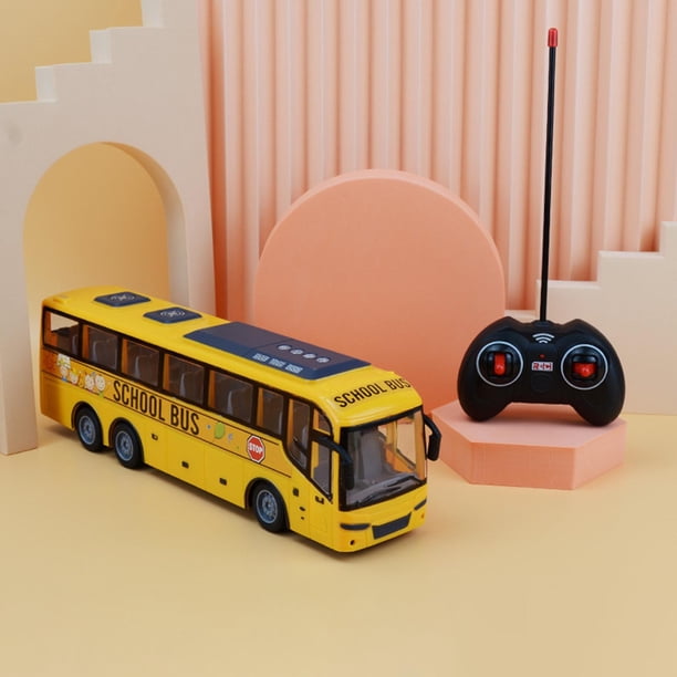Juguete de autobús escolar RC eléctrico con luces y música Motor con pilas amarillo perfke Juguetes del autobús escolar