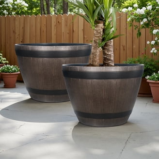Pure Garden 15.1", 12.1" and 9.6" Large Square Rustic Wood-Look Outdoor  Flower Planter Pots, Set of 3 (Gray) - Walmart.com
