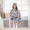 thumbnail image 7 of FORMRS Wearable Blanket Hoodie with Sleeves for Kids Cozy Flannel Sweatshirt, White Doodle Pattern, 7 of 7