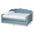 thumbnail image 4 of Baxton Studio Freda Light Blue Velvet Tufted Full Size Daybed with Trundle, 4 of 12