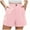 Pink, variant on Women's Summer Shorts High Waist Linen Roll Up Pleated Zippered Wrap Hem Wide Leg Casual Beach Shorts with Pockets S-2XL