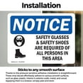 thumbnail image 3 of (2 Pack) Safety Glasses & Safety Shoes Sign With Symbol OSHA Notice Sign 7 Inch X 5 Inch Vinyl Label Decal Sticker Weather Resistant, UV Protected for Workplace, Business, and, 3 of 7