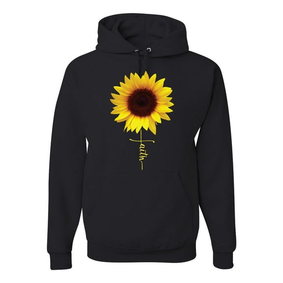 Sunflower Christian Faith Cross Inspirational/Christian Unisex Graphic Hoodie Sweatshirt, Black, Small