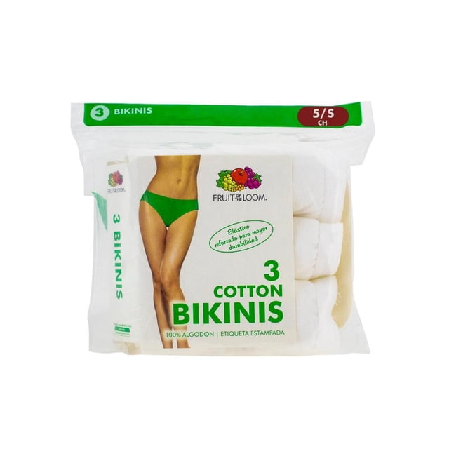 Bikini Fruit Of The Loom Talla 5 Blanco 3 Piezas