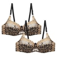 thumbnail image 3 of Feancey Plus Size Lace Bras for Women 2 Pack Floral Embroidery Underwire Bra Full Coverage Push Up Brassiere Adjustable Straps Minimizer Bras Gold L, 3 of 10