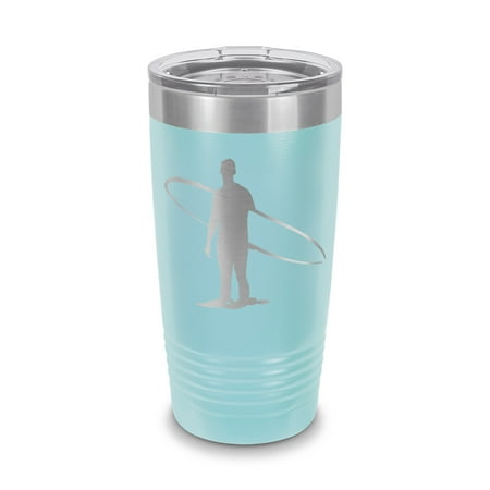 

Longboard Surfer Tumbler 20 oz - Laser Engraved w/ Clear Lid - Stainless Steel - Vacuum Insulated - Double Walled - Travel Mug - surf surfing outdoors ocean - Light Blue