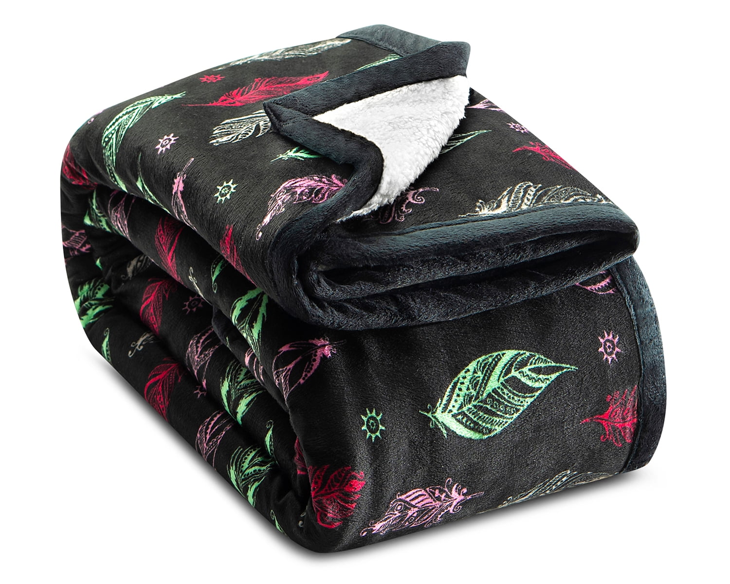 Ashford & Brooks Printed Plush SherpaLined Mink Fleece Cozy Throw Blanket