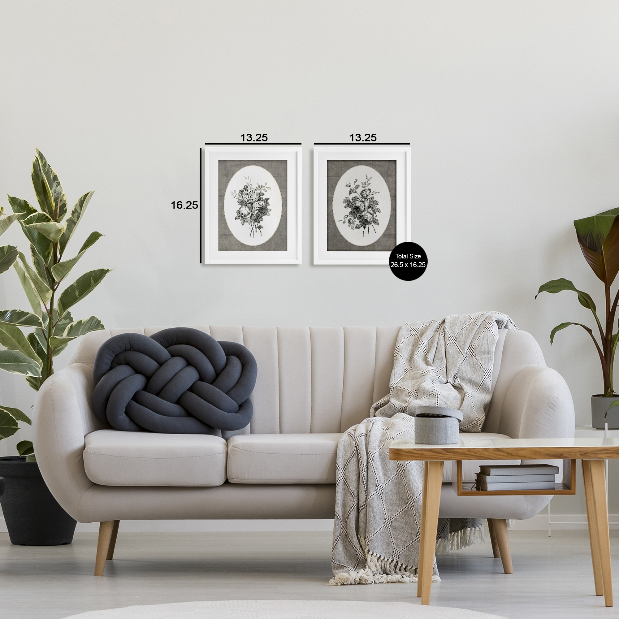 Vintage Petal Bundle Details 2 Piece White Framed Print Under Glass Set, design by Lettered and Lined