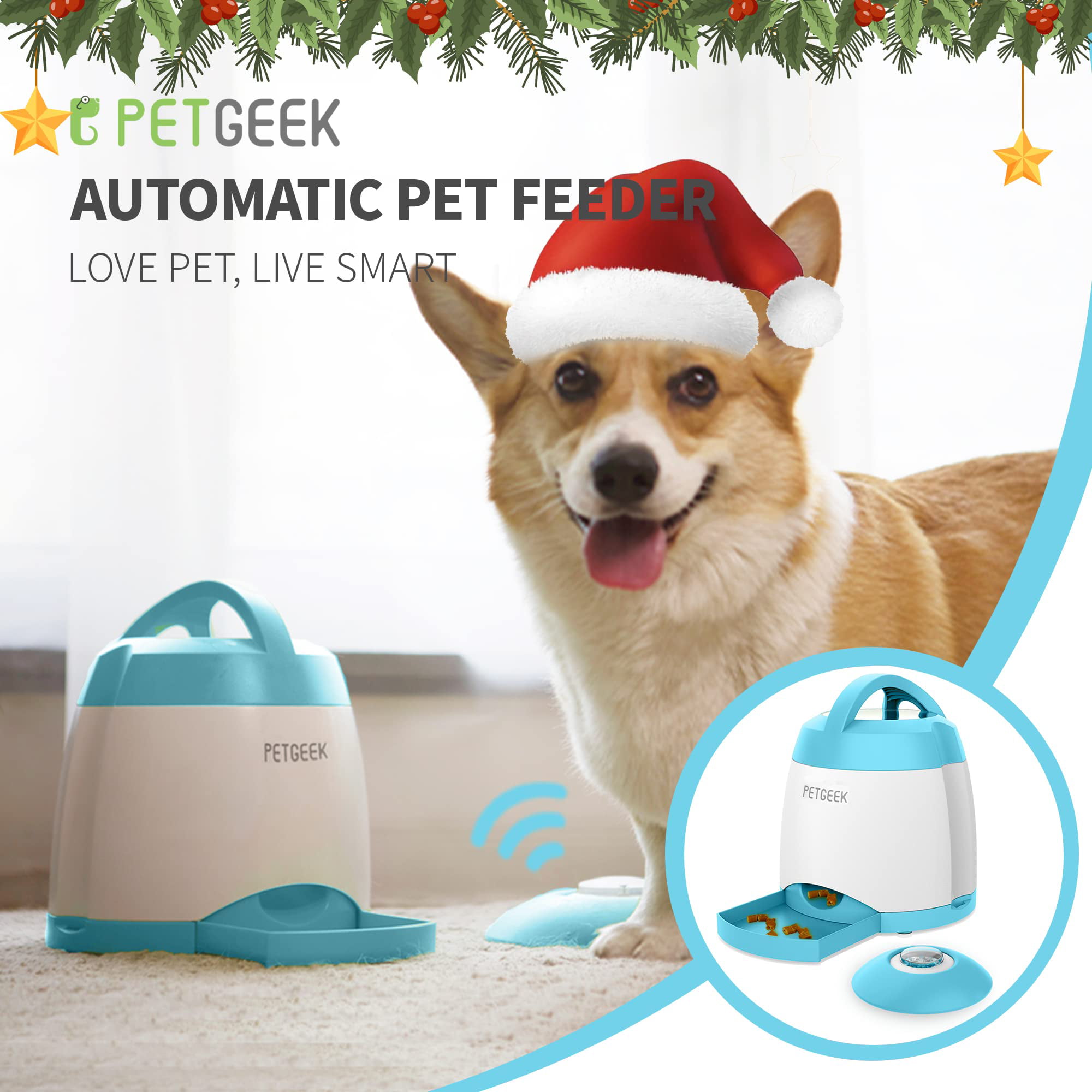 PETGEEK Automatic Dog Feeder Toy, Interactive Dog Puzzle Toys Treat  Dispensing, Electronic Dog Food Dispenser Remote Control, Safe ABS Material  Pet