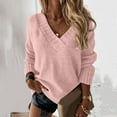 thumbnail image 2 of Bibifish Womens Sweaters Loose Fit Long Sleeve V Neck Knitted Tops Comfy And Trendy Loose Fit Solid Color Pullover Sweaters For Ladies, 2 of 5