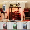 thumbnail image 3 of Coffee Wine Bar Rack Cabinet with Power Outlet and LED Light, Liquor Cabinet with Detachable Wine Rack and Glass Holder, Farmhouse Sideboard Buffet Cabinet with Storage Shelf (Brown), 3 of 7
