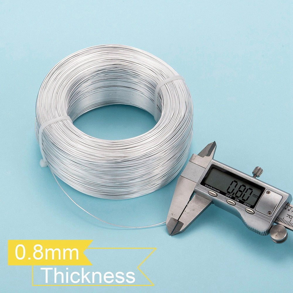 Anodized Aluminum Wire Bendable Metal Craft Wire Flexible Craft Wire for Beading Jewelry Craft Making Silver 20 Gauge 0.8mm