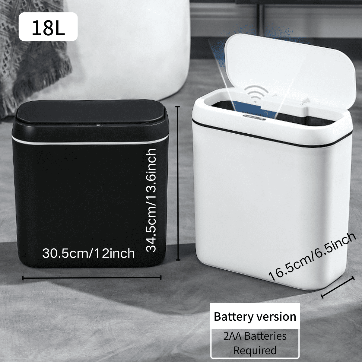 SpaceMuse 4.5 Gallon White Trash Can with Lid, Touchless Automatic Garbage Bin with Silent Close, Motion Sensor Smart Trash Bin for Kitchen & Bathroom