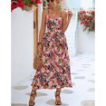 thumbnail image 2 of Vestido sin mangas con cuello en V Vestido elegante con estampado floral de cintura alta entrecruzado sin espalda para fiesta Negro S, 2 of 7
