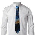 thumbnail image 5 of Zufioo Navy Blue Marble Print Men's Silk Tie, Business Suit Tie - Anti-floating Buckle Design, Clothing Accessories Suitable for Business, Daily Life, Banquets, 5 of 7