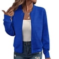 thumbnail image 2 of Yindaity Women’s Casual Bomber Jacket Lightweight Long Sleeve Stand Collar Zip Up Jackets Coats (Blue,M), 2 of 6