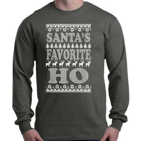Maroon Santa - Shop4Ever Men's Santa's Favorite Ho Funny Christmas Holiday Long Sleeve Shirt