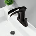 thumbnail image 3 of Sunrinx 4'' Centerset Bathroom Faucet 2-Handle Waterfall Faucet with 360° Swivel Spout, Matte Black, Lead-Free Plastic, Pop-Up Drain, 3 of 10
