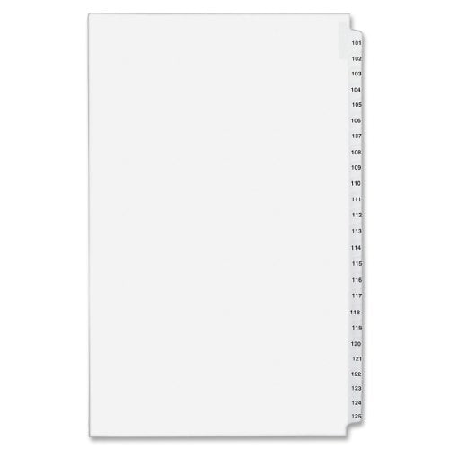 Unpunched Letter Size Avery Legal Exhibit Binder Dividers 1 Set Collated 01334 Preprinted 101-125 Side Tabs 4 Sets per Pack 