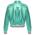 thumbnail image 2 of YONGHS Kids Girls Metallic Flight Jacket Long Sleeve Zippered Coat Outerwear Blue Green 16, 2 of 7