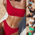 thumbnail image 4 of ENJOYW 2 Pcs/Set Bikini Set One Shoulder High Waist Soft Comfortable Swimwear Set for SpaPolyester, 4 of 7