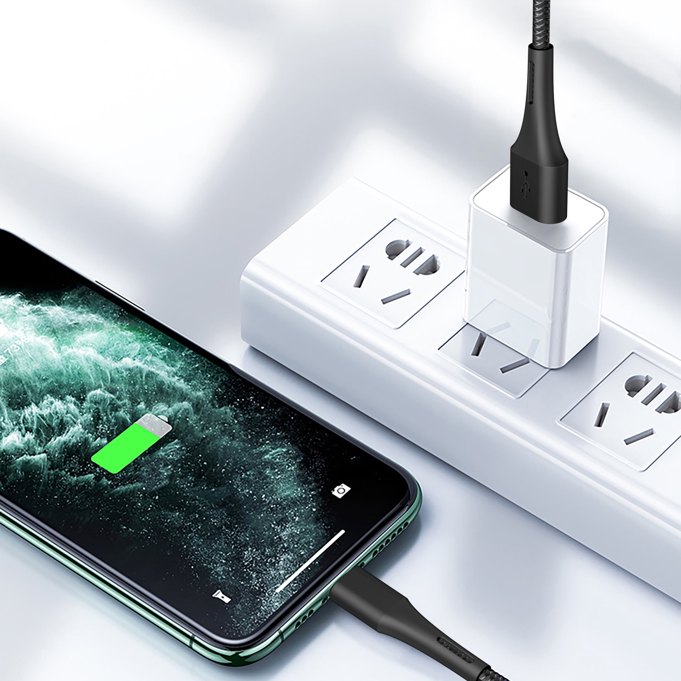 (2 pack) Walmart 6 feet USB Type-a to Lightning Charging and Data  W/ Kevlar Cable for iPhone iPad,  Black