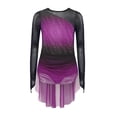 thumbnail image 2 of Sholeno Girls Gradient Color Figure Skating Dress Rhinestone Shiny Mesh Long Sleeve Dance Dresses Purple 6, 2 of 6