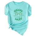 thumbnail image 2 of XCHQRTI Feeling Lucky Women Shirt Graphic Short Sleeve Tee St. Patrick's Day Crew Neck Ladies Tops, 2 of 3