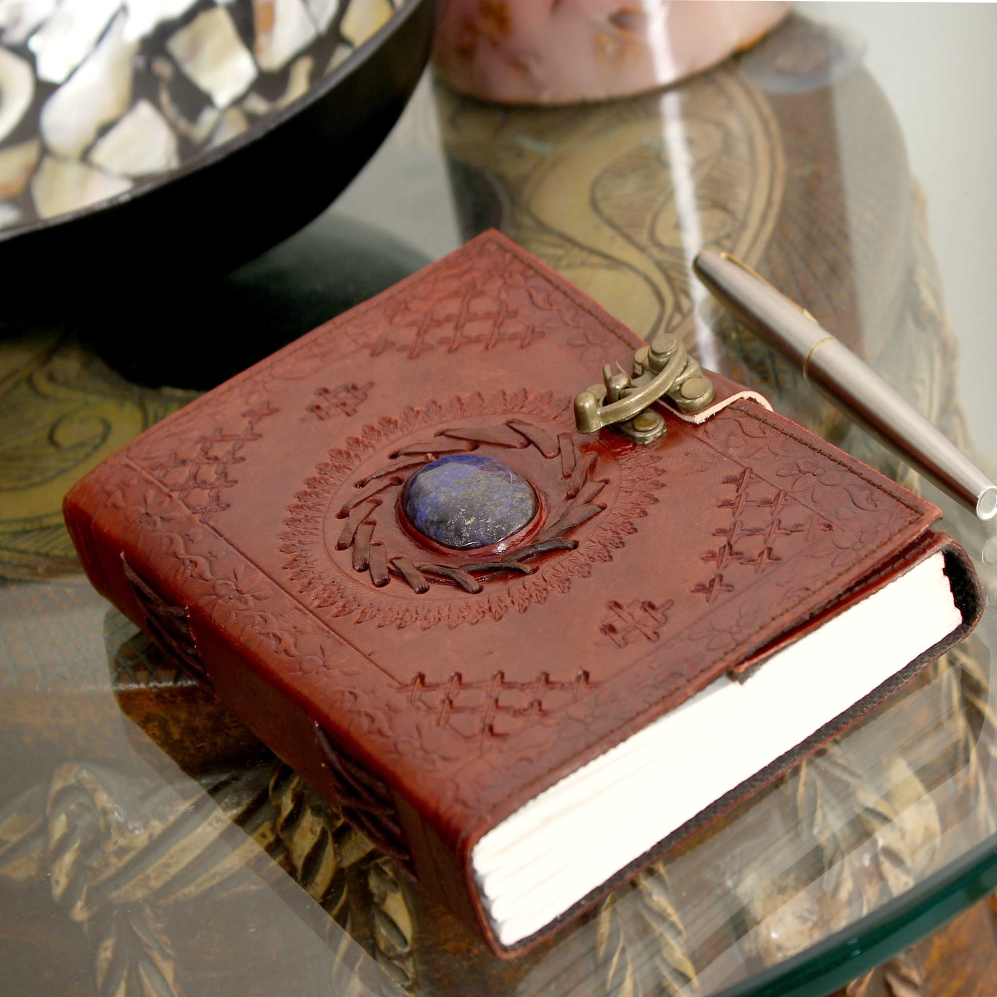 Rustic Town Leather Bound Journal Vintage Stone Diary With Lock For 