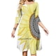 thumbnail image 1 of Vestido acampanado con estampado de girasol y mandala dorado Vestido con cuello cuadrado Vestido elegante de moda femenina Vestido estampado de girasol y mandala dorado atractivo, 1 of 6