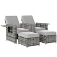 thumbnail image 1 of Outsunny Chaise Longue de Patio avec Table de Rangement et Ottomans, Sofa Inclinable, Gris, 1 of 10