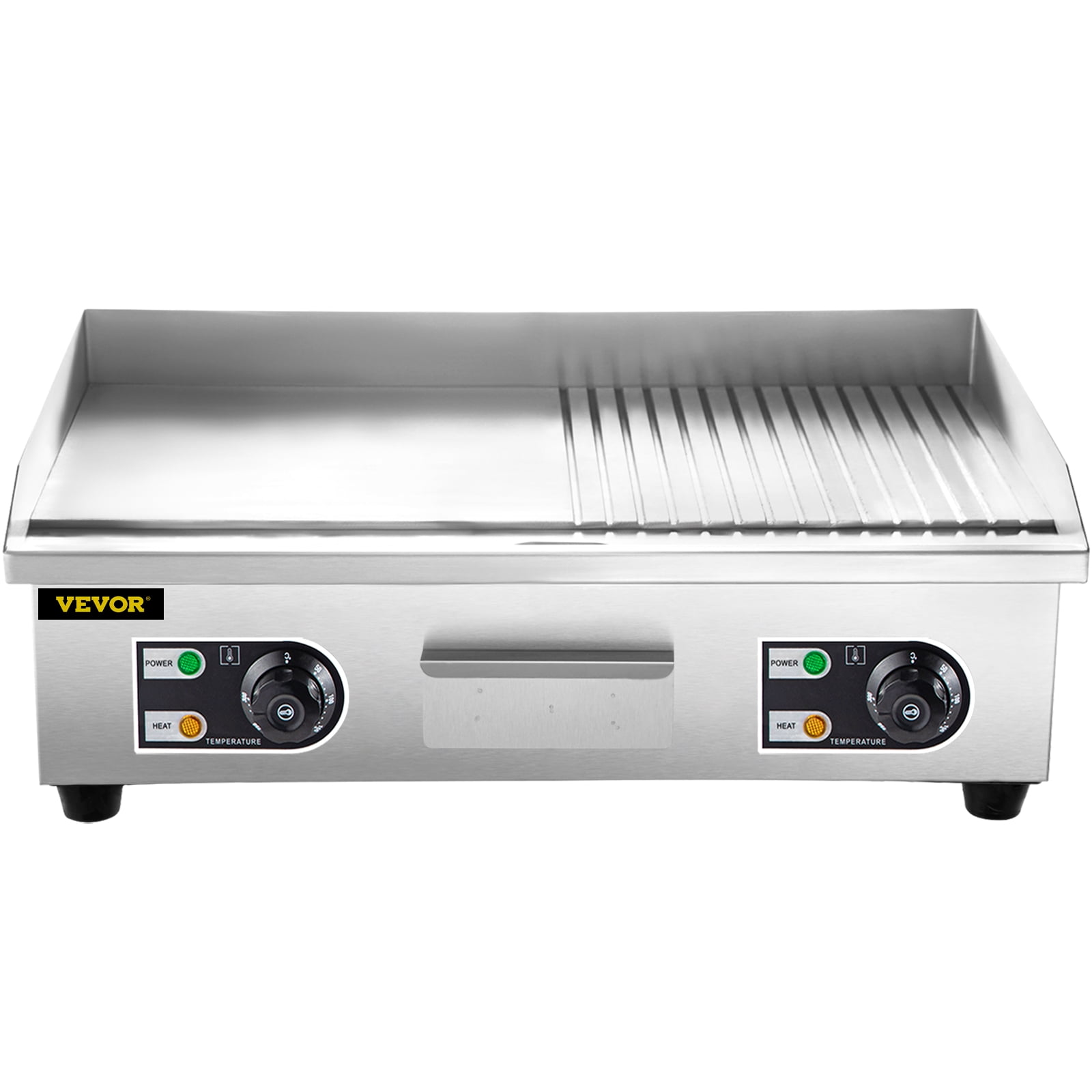 VEVORbrand 14 Electric Countertop Flat Top Griddle 110V 1500W Non-Stick  Teppanyaki Grill Stainless Steel Adjustable Temperature Control 122° F -  572° F, Silver 