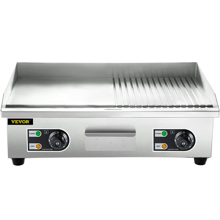 VEVOR 28.7 in. Commercial Electric Griddle 3000-Watt Electric Countertop  Non-Stick Restaurant Teppanyaki Flat Top Grill,Silver DPL30YC820PJCMS01V1 -  The Home Depot