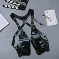 thumbnail image 3 of Sling Bag Anti-Theft Harness Bag Medieval Steampunk Style Wallet Smooth Faux Leather Adjustable Strap Rivet Decor Underarm Double Shoulder Bag, 3 of 8