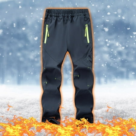 Lilgiuy Boys Girls Snow Ski Pants Fashion Plush Solid Color Keep Warm Windproof Water Proof Outdoor Hiking Snowboarding Pants for Home Leisure