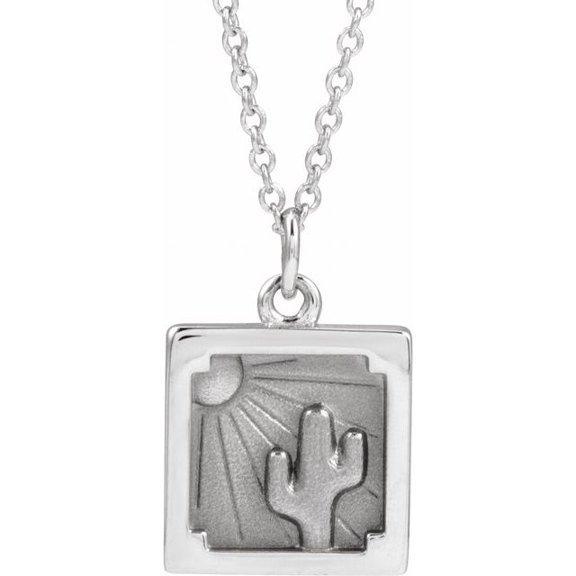 Sterling Silver 12.3 X 10 Mm 16-18 In Polished Desert Necklace
