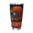 thumbnail image 1 of Taza térmica duradera de acero inoxidable 304 con tema del equipo de fútbol de los Browns con tapa y pajita Taza térmica de acero inoxidable de 20 oz Taza para automóvil Adecuada para bebidas frías y, 1 of 8