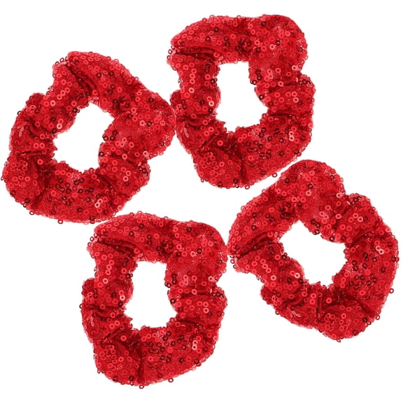 MERRYHAPY Valentine's Day Hair Scrunchies Set, 4Pcs Red Hair Ties for Women, Girls, Ceremonies, Parties, Everyday Use