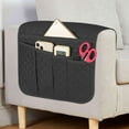 thumbnail image 2 of Deago Sofa Armrest Organizer Non-Slip Arm Chair Bedside Caddy Storage Organizer for Recliner Couch with 5 Pockets for Cell Phone TV Remote Control Magazines (Black), 2 of 9