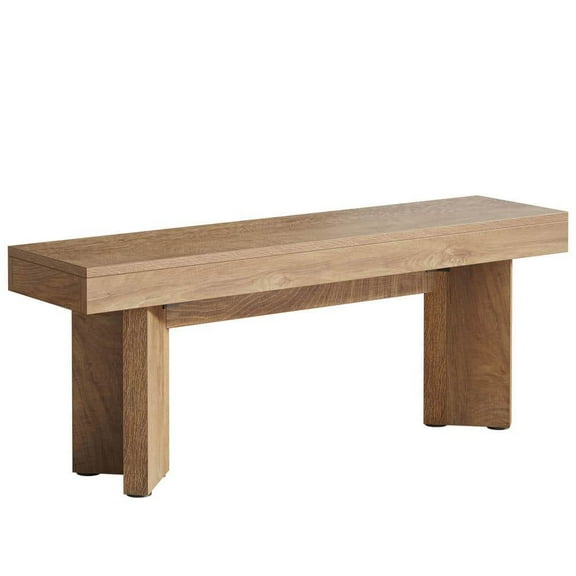 Yardi Yarda Rectangular Minimalist Wooden Bench, Versatile Bench with Solid Wood Construction for Indoor, Brown