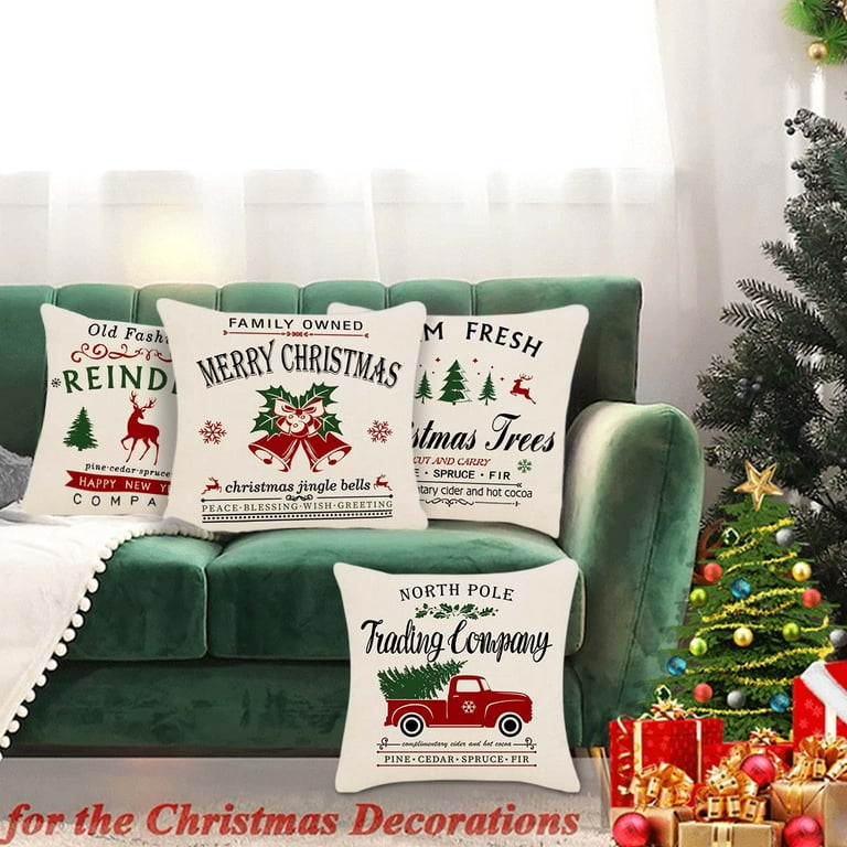 6 Packs Chirstmas Pillows Covers 18 X 18 Christmas Décor Pillow Covers  Christmas Decorative Throw Pillow Case Sofa Home Décor