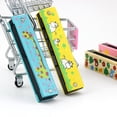 thumbnail image 4 of Enfants Cartoon Bois 16 Trous Harmonica Bois Harmonica Fun Harmonica Jouet Amusement Double Rangée Musicale Tôt Enfants Éducatifs Jouet Couleur Aléatoire, 4 of 9