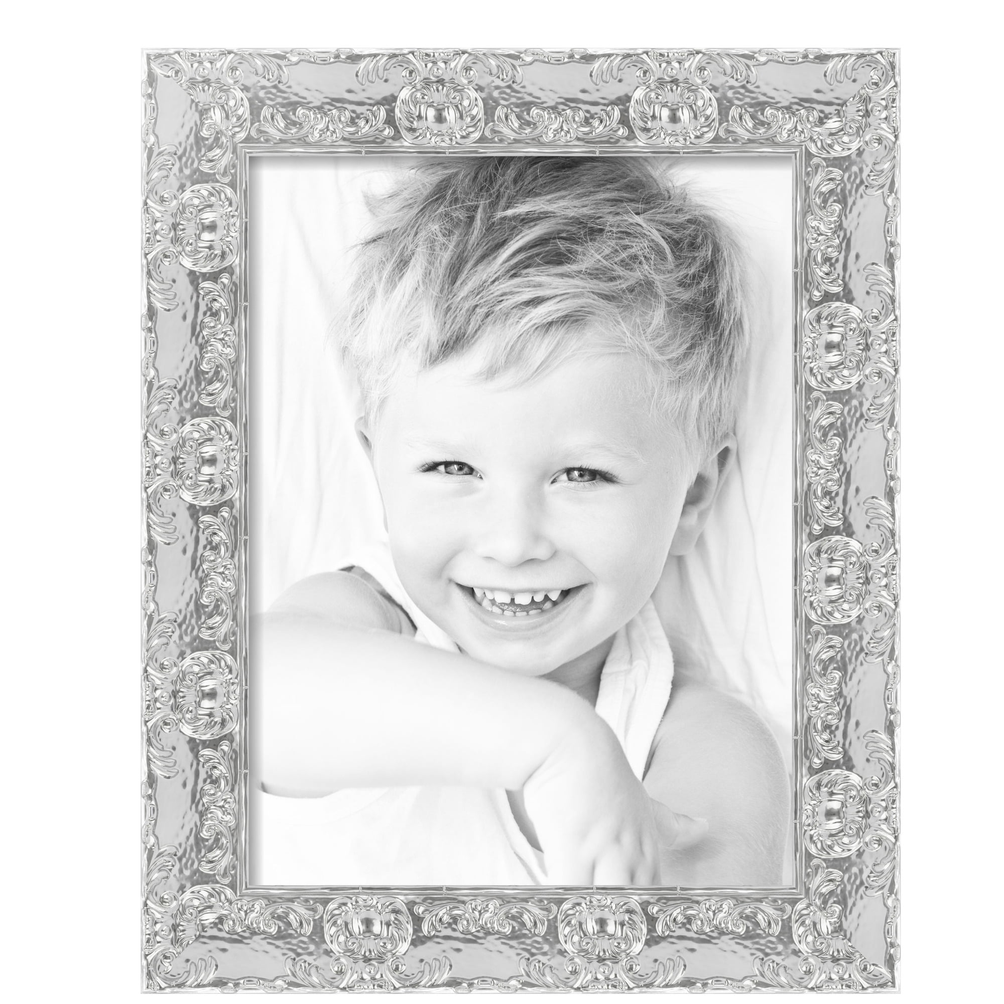 ArtToFrames 18" x 24" Platinum Baroque Luxe Picture Frame, 18x24 inch Silver Wood Poster Frame (WOM-5265),  Pack