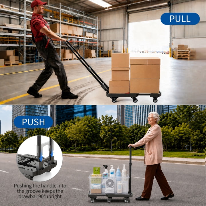 Foukus Folding Hand Truck, 880 LB Heavy Duty Collapsible Dolly