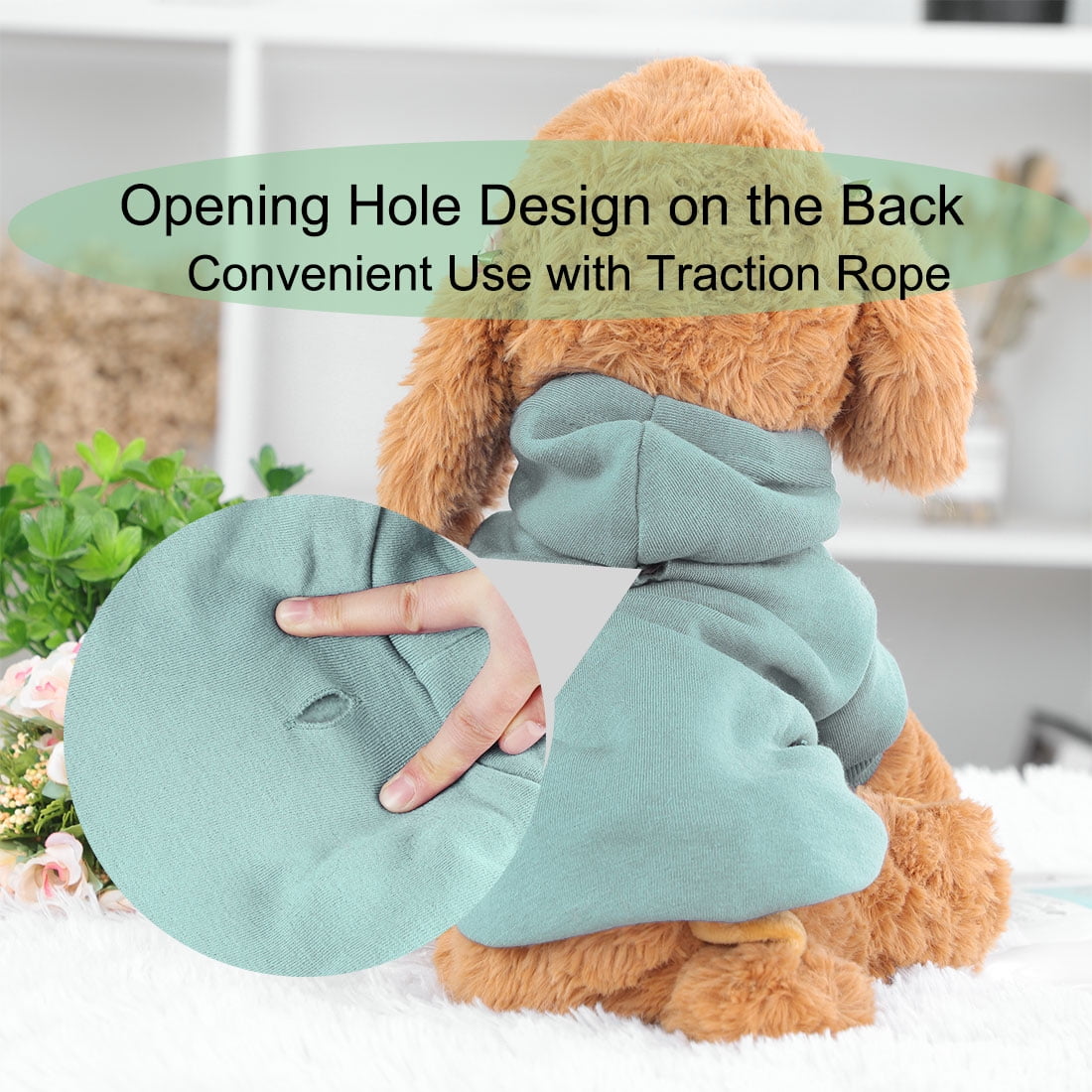 Unique Bargains Dog Winter/Spring Sweatshirt Hoody Pet Clothes Cotton Apparel Pale Green