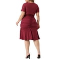 thumbnail image 3 of Agnes Orinda Plus Size Dress for Women V Neck Short Sleeve Glitter Ruched Dresses, 3 of 5