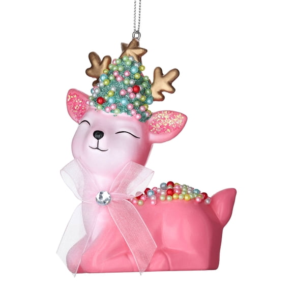 Multicolor Retro Sitting Deer Christmas Ornament, 4.8", by Holiday Time