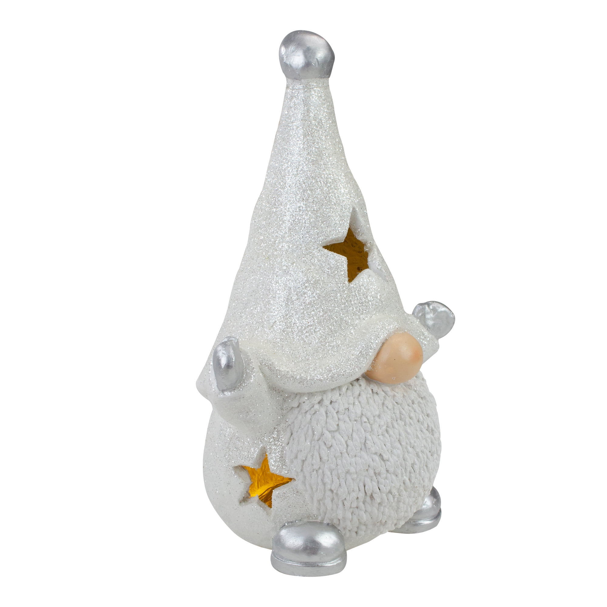 Northlight LED Lighted Gnome Christmas Decoration - 17" - White and Gray
