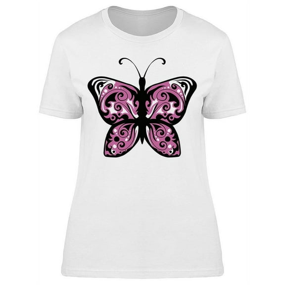 Pink And Black Butterfly T-Shirt Women -Image by Shutterstock, Female x-Large