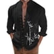 thumbnail image 1 of Camisas Para Hombre XXL Camisa de manga larga con estampado 3D digital y cuello con botones sueltos para ocio en la playa para hombre (Black, L), 1 of 4